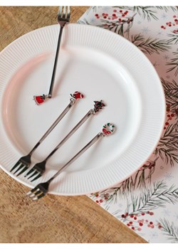 Sinsay - Widelczyki do ciasta ze świątecznymi zawieszkami 4 pack - srebrny ze sklepu Sinsay w kategorii Sztućce - zdjęcie 186817801