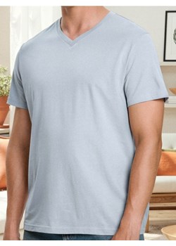 Sinsay - Koszulka basic z dekoltem w serek - błękitny ze sklepu Sinsay w kategorii T-shirty męskie - zdjęcie 186817911