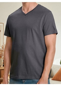 Sinsay - Koszulka basic z dekoltem w serek - szary ze sklepu Sinsay w kategorii T-shirty męskie - zdjęcie 186817912