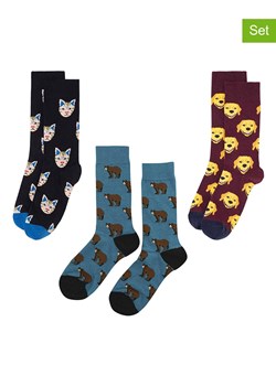 Happy Socks Skarpety (3 pary) w kolorze fioletowo-niebiesko-czarnym ze sklepu Limango Polska w kategorii Skarpetki męskie - zdjęcie 186820463