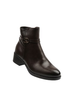 Botki damskie na wygodnym obcasie brązowe Potocki 25-12738 ze sklepu ulubioneobuwie w kategorii Botki - zdjęcie 186821632