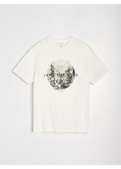 Sinsay - Bawełniana koszulka z nadrukiem - kremowy ze sklepu Sinsay w kategorii T-shirty męskie - zdjęcie 186825762