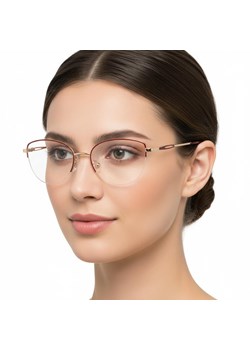 Damskie okulary żyłkowe zerówki oprawki korekcyjne kocie oczy Flex 898C złoty/bordo ze sklepu Stylion w kategorii Okulary zerówki damskie - zdjęcie 187047822