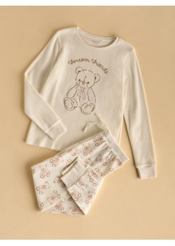 Reserved - Dwuczęściowa piżama z haftem - złamana biel ze sklepu Reserved w kategorii Piżamy dziecięce - zdjęcie 187191751