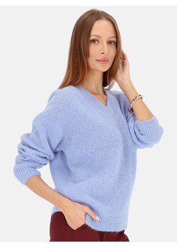 Niebieski sweter z wełną z alpaki i wełną merino L'AF Mela ze sklepu Eye For Fashion w kategorii Swetry damskie - zdjęcie 187195914