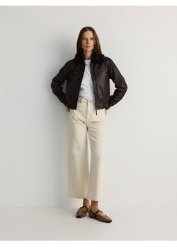 Reserved - Jeansy culotte z wysokim stanem - kremowy ze sklepu Reserved w kategorii Jeansy damskie - zdjęcie 187196594