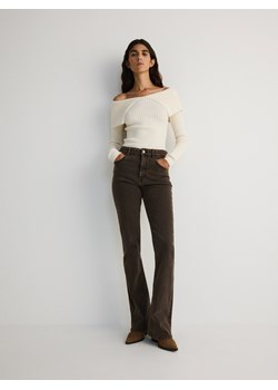 Reserved - Jeansy flare high waist - beżowy ze sklepu Reserved w kategorii Jeansy damskie - zdjęcie 187198433