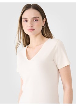 Damski t-shirt basic 4F 4FWSS25TTSHF1990 - biały ze sklepu Sportstylestory.com w kategorii Bluzki damskie - zdjęcie 187202342