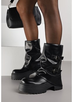Czarne Botki Biker VICES z Cholewką Imitującą Nogawkę z Klamrami Reiladia - id: 401612 - marki born2be - 187208343 Czarne Botki Biker VICES z Cholewką Imitującą Nogawkę z Klamrami Reiladia ze sklepu born2be.pl w kategorii Botki - zdjęcie 187208343