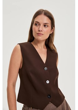 Elegancka kamizelka brązowa ze sklepu Moodo.pl w kategorii Marynarki damskie - zdjęcie 187208863