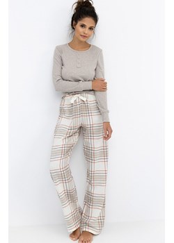 Sensis długa piżama damska Angelina, Kolor cappuccino-kratka, Rozmiar S, SENSIS ze sklepu Primodo w kategorii Piżamy damskie - zdjęcie 187209571