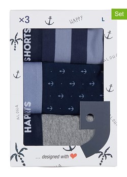 Happy Shorts Bokserki (3 pary) w kolorze granatowo-szarym ze sklepu Limango Polska w kategorii Majtki męskie - zdjęcie 187212723