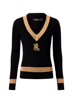 Lauren Ralph Lauren Sweter damski z dzianiny ściągaczowej Kobiety Prążki czarny jednolity ze sklepu vangraaf w kategorii Swetry damskie - zdjęcie 187214582