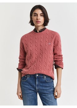 Gant Damski sweter z dzianiny z wełny jagnięcej Kobiety Wełna brudny róż jednolity ze sklepu vangraaf w kategorii Swetry damskie - zdjęcie 187214590