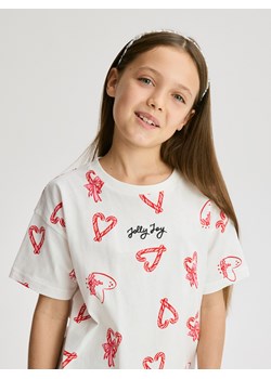 Reserved - Świąteczny t-shirt z nadrukiem - wielobarwny - id: 488FT-MLC - marki Reserved - 187216891 Reserved - Świąteczny t-shirt z nadrukiem - wielobarwny ze sklepu Reserved w kategorii Bluzki dziewczęce - zdjęcie 187216891