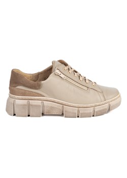 Półbuty damskie sneakersy skórzane 0663W beżowe ze sklepu butyolivier w kategorii Półbuty damskie - zdjęcie 187219813