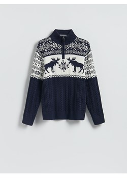Reserved - Sweter z golfem - granatowy ze sklepu Reserved w kategorii Swetry męskie - zdjęcie 187223214