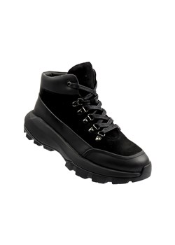 Skórzane sneakersy męskie - JOHN DOUBARE QH6012-204L-G1247, czarne ze sklepu ulubioneobuwie w kategorii Buty zimowe męskie - zdjęcie 187224030