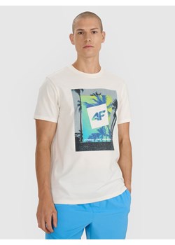 Męski t-shirt z nadrukiem 4F 4FRSS25TTSHM2846 - beżowy ze sklepu Sportstylestory.com w kategorii T-shirty męskie - zdjęcie 187226212