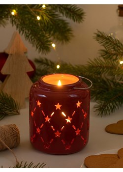 Sinsay - Świąteczny lampion ceramiczny z wycięciem w gwiazdki - bordowy - id: 773FQ-83X - marki Sinsay - 187226422 Sinsay - Świąteczny lampion ceramiczny z wycięciem w gwiazdki - bordowy ze sklepu Sinsay w kategorii Dekoracje bożonarodzeniowe - zdjęcie 187226422