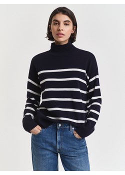 Gant Sweter damski z dzianiny Kobiety Wełna jagnięca granatowy w paski ze sklepu vangraaf w kategorii Swetry damskie - zdjęcie 187234454