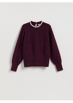 Reserved - Sweter z aplikacją - ciemnofioletowy ze sklepu Reserved w kategorii Swetry damskie - zdjęcie 187235143