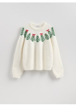 Reserved - Sweter ze świątecznym wzorem - złamana biel - id: 432HI-01X - marki Reserved - 187235252 Reserved - Sweter ze świątecznym wzorem - złamana biel ze sklepu Reserved w kategorii Swetry damskie - zdjęcie 187235252