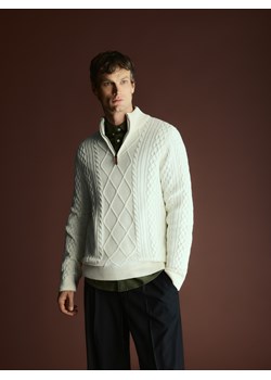 Reserved - Golf z warkoczowym splotem - złamana biel ze sklepu Reserved w kategorii Swetry męskie - zdjęcie 187236530