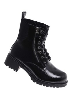 Czarne błyszcząca botki trapery glany /D2-3 18380 W4/ - id: 33319 - marki Pantofelek24.pl - 187237863 Czarne błyszcząca botki trapery glany /D2-3 18380 W4/ ze sklepu Pantofelek24.pl w kategorii Workery damskie - zdjęcie 187237863