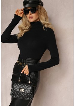 Czarny Golf Dzianinowy Apasge - id: HS2990-38-BLACK - marki Renee - 187238933 Czarny Golf Dzianinowy Apasge ze sklepu renee.pl w kategorii Swetry damskie - zdjęcie 187238933