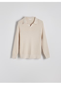 Reserved - Sweter polo - beżowy - id: 364BW-08X - marki Reserved - 187239702 Reserved - Sweter polo - beżowy ze sklepu Reserved w kategorii Swetry męskie - zdjęcie 187239702