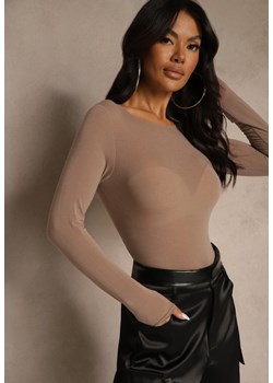 Beżowa Bluzka Longsleeve z Wiskozy i Kaszmiru Unelle ze sklepu renee.pl w kategorii Bluzki damskie - zdjęcie 187239742