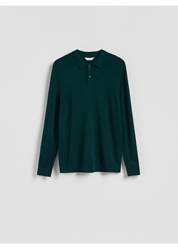 Reserved - Wiskozowy sweter polo - ciemnozielony ze sklepu Reserved w kategorii Swetry męskie - zdjęcie 187240532