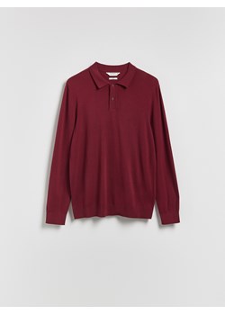 Reserved - Wiskozowy sweter polo - bordowy ze sklepu Reserved w kategorii Swetry męskie - zdjęcie 187240534