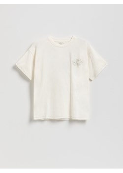 Reserved - Luźny t-shirt z nadrukiem - złamana biel - id: 478FT-01X - marki Reserved - 187242431 Reserved - Luźny t-shirt z nadrukiem - złamana biel ze sklepu Reserved w kategorii Bluzki dziewczęce - zdjęcie 187242431