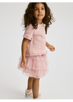 Reserved - Bawełniany t-shirt z nadrukiem - pastelowy róż - id: 574FT-03X - marki Reserved - 187242461 Reserved - Bawełniany t-shirt z nadrukiem - pastelowy róż ze sklepu Reserved w kategorii Bluzki dziewczęce - zdjęcie 187242461