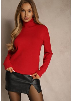 Czerwony Casualowy Golf z Bawełną i Wełną Reillisa ze sklepu renee.pl w kategorii Swetry damskie - zdjęcie 187243764