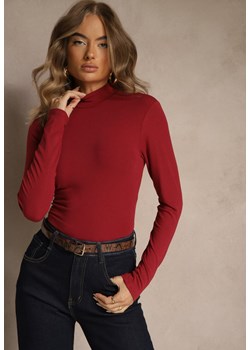Bordowa Casualowa Bluzka z Golfem Longsleeve Ralaia ze sklepu renee.pl w kategorii Bluzki damskie - zdjęcie 187244722