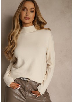 Jasnobeżowy Casualowy Sweter z Półgolfem w Minimalistycznym Stylu Seorienne ze sklepu renee.pl w kategorii Swetry damskie - zdjęcie 187244732