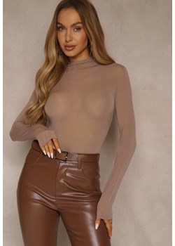 Brązowa Wiskozowa Bluzka Longsleeve Golf z Kaszmirem Vidara ze sklepu renee.pl w kategorii Bluzki damskie - zdjęcie 187244822