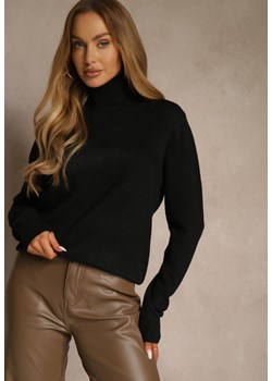 Czarny Casualowy Golf z Bawełną i Wełną Reillisa ze sklepu renee.pl w kategorii Swetry damskie - zdjęcie 187244882