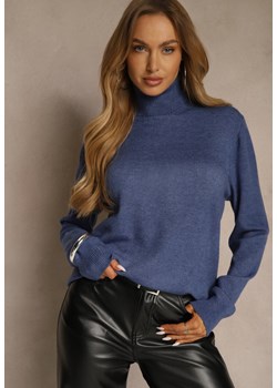 Niebieski Casualowy Golf z Bawełną i Wełną Reillisa ze sklepu renee.pl w kategorii Swetry damskie - zdjęcie 187244892