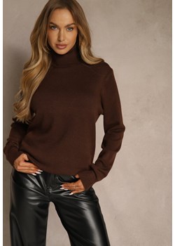 Brązowy Casualowy Golf z Bawełną i Wełną Reillisa - id: 3687-M-448-COFFEE - marki Renee - 187244902 Brązowy Casualowy Golf z Bawełną i Wełną Reillisa ze sklepu renee.pl w kategorii Swetry damskie - zdjęcie 187244902