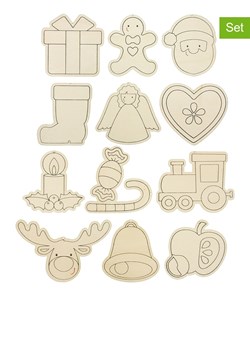SUNNYSUE Zawieszki dekoracyjne (12 szt.) &quot;Santa &amp; Co.&quot; w kolorze jasnobrązowym ze sklepu Limango Polska w kategorii Zabawki - zdjęcie 187248681