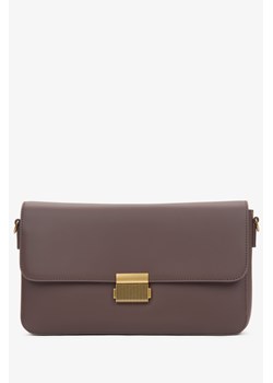Estro: Ciemnobrązowa listonoszka damska ze skóry naturalnej ze złotymi okuciami - id: 15271221133660 - marki Estro - 187250130 Estro: Ciemnobrązowa listonoszka damska ze skóry naturalnej ze złotymi okuciami ze sklepu Estro w kategorii Listonoszki - zdjęcie 187250130