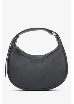 Estro: Czarna torebka damska typu półksiężyc ze skóry naturalnej - id: 15271222935900 - marki Estro - 187250152 Estro: Czarna torebka damska typu półksiężyc ze skóry naturalnej ze sklepu Estro w kategorii Torebki damskie - zdjęcie 187250152