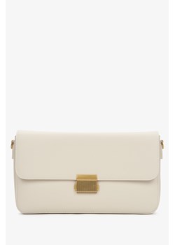 Estro: Jasnobeżowa listonoszka damska ze skóry naturalnej ze złotymi okuciami ze sklepu Estro w kategorii Listonoszki - zdjęcie 187250171