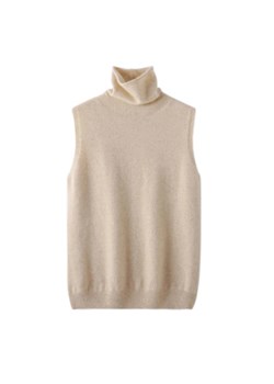 Damski wełniany golf bez rękawów - Beżowy S ze sklepu Intimica.pl w kategorii Swetry damskie - zdjęcie 187250684