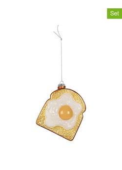 Clayre &amp; Eef Zawieszki świąteczne (2 szt.) w kolorze biało-złotym - 9 x 11 cm ze sklepu Limango Polska w kategorii Dekoracje bożonarodzeniowe - zdjęcie 187251420