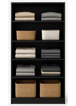 Czarny regał na ubrania z 5 półkami T2-S78 - id: 53650 - marki Elior - 187253890 Czarny regał na ubrania z 5 półkami T2-S78 ze sklepu Edinos.pl w kategorii Regały i witryny - zdjęcie 187253890